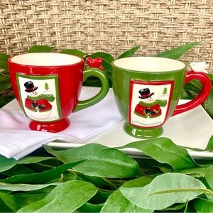 Set of TWO Harry& David Christmas mugs with 2 birdies on the handles.Rare find.